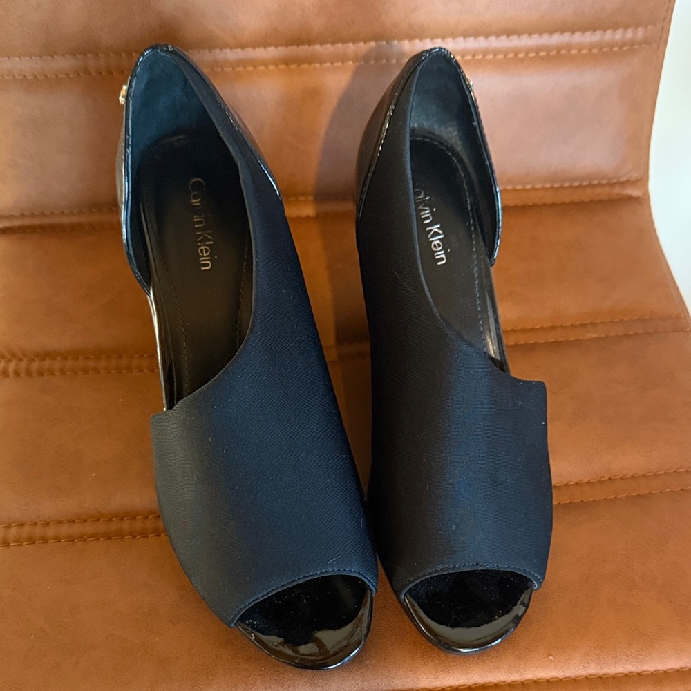 Calvin Klein Black Peep Toe Heels